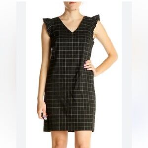 LOFT Black Windowpane Mini Dress